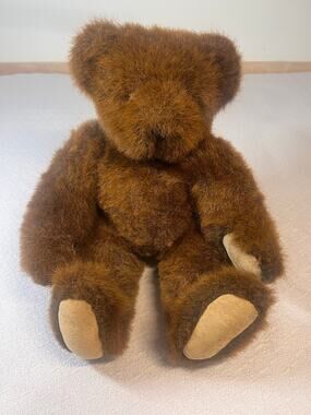 Vermont Teddy Bear Jointed Plush Dark Brown 16 Inch Vintage 90s Made in USA